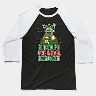 Rudolph The Rebel Reindeer Baseball T-Shirt